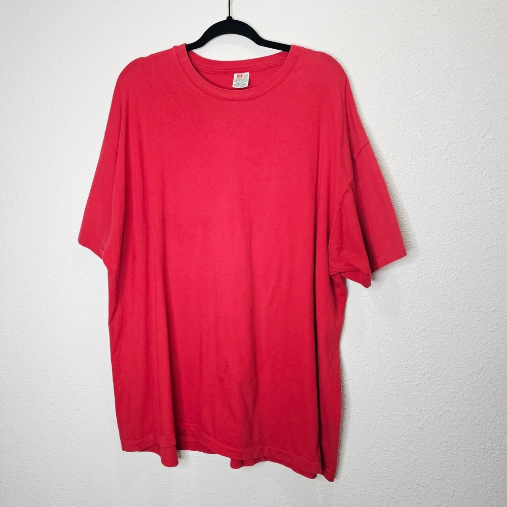 Vintage Hanes Red T Shirt Mens Size 2XL Basic Crew‎ Neck Tee *FLAWS* READ Notes